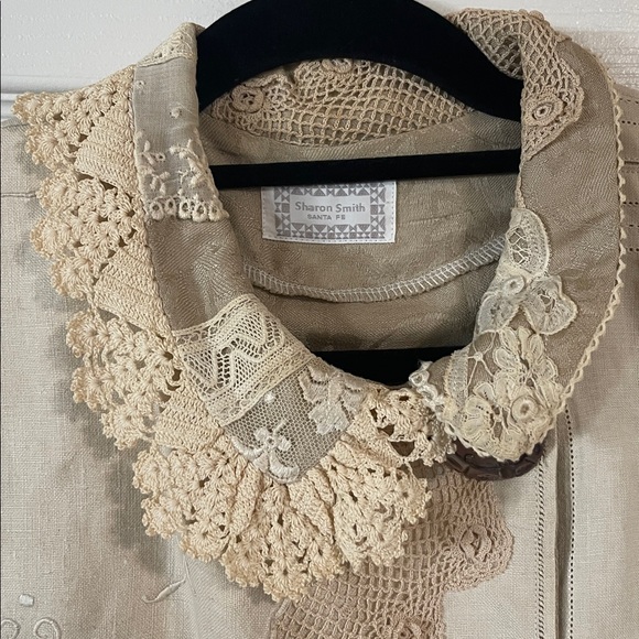 One-of-a-kind! Sharon Smith Santa Fe Cream Lace-Embellished Cropped Jacket - Picture 2 of 9